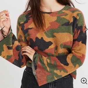 Madewell Camo Sweater with flared sleeve WORN ONCE